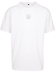 Biele Oversized Premium Tričko s výšivkou "Biely Erb Ukrajiny - trojzubec (Tryzub)" 10228W-XXL fotografia