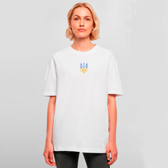 Oversized Premium Tričko s výšivkou "Žlto-modrý Erb Ukrajiny - Trojzubec (Tryzub)" 10220W-XXL fotografia