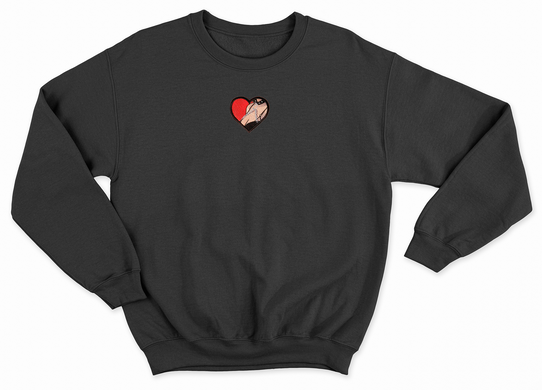 Heart with a girl Embroidery Unisex Sweatshirt Black B205 photo