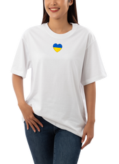 Футболка оверсайз PREMIUM "Український Прапор в формі серця" білого кольору 10232W-XXL фото