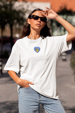 Embroidery Coat of Arms of Ukraine - Tryzub in the Heart Oversized T-shirt 10217W-XXL photo