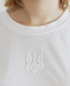 White Oversized T-shirt with Embroidered White Coat of Arms of Ukraine - Trident 10228W photo 5