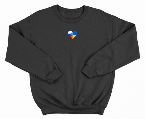 Flags of Slovakia and Ukraine Unisex Crewneck Sweatshirt Black B013 photo