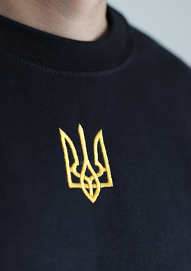 Ukraine Tryzub Embroidered in gold color - Adult Crewneck Sweatshirt Black B145-XXL photo