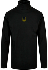 Чоловічий лонгслів із горловиною з вишивкою "Державний герб України - Тризуб" чорний BL1781 фото